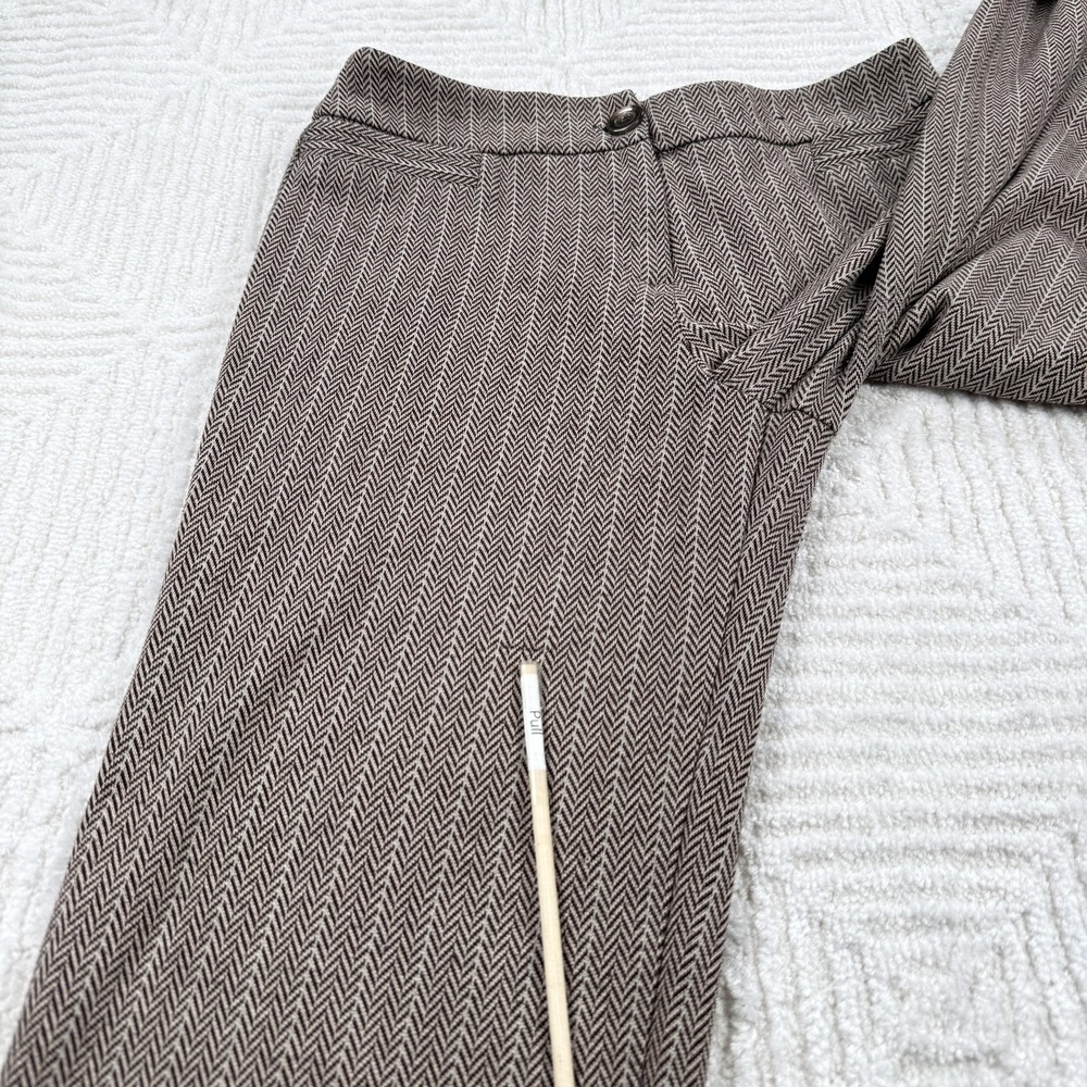 New York & Company Pants Womens S Brown Herringbone Stretch Dress Trousers Work - Picture 6 of 12